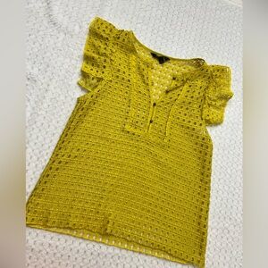 Mustard Yellow Banana Republic Eyelet Blouse/Top Size S